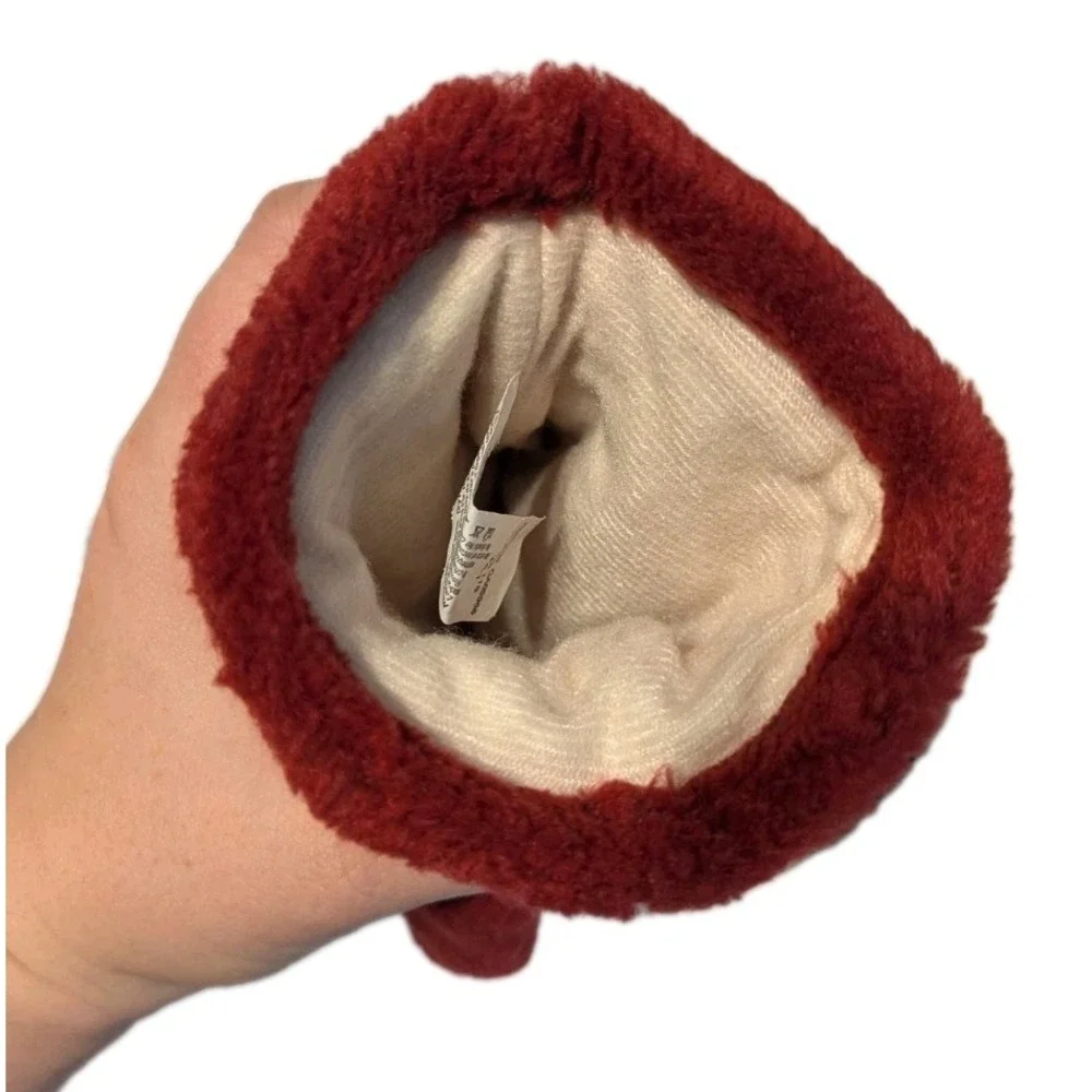 Aris 115 Women's FA-1 Faux Fur Gloves Thinsulate Lined Winter Fuzzy Red One Size